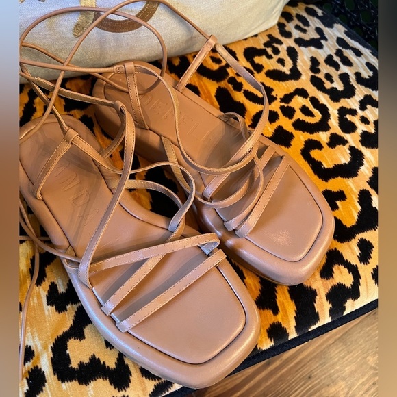 LOEFFLER RANDALL Beau Platform Wrap Tie-Up Sandals in Nude ANTHROPOLOGIE - Picture 10 of 11